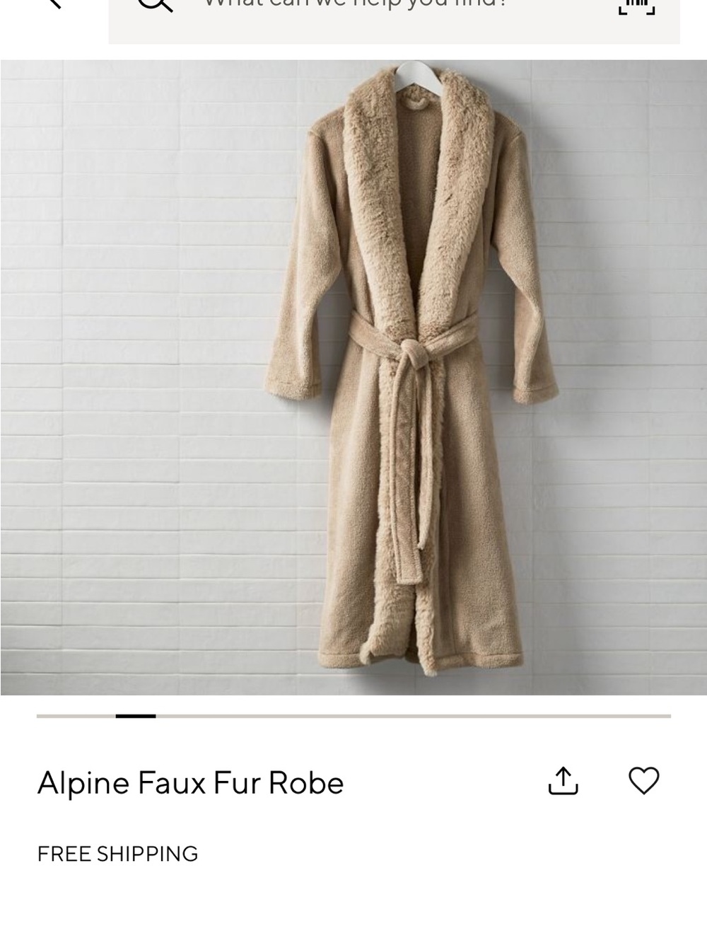 Pottery Barn Alpine Fur Robe Camel Sz Small